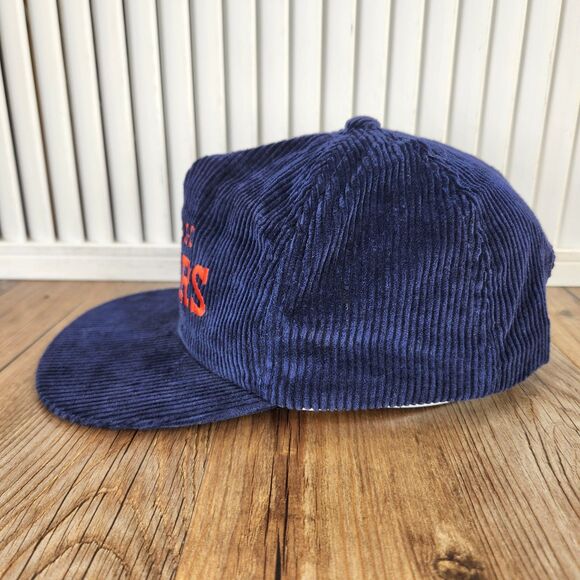 VTG Chicago Bears Corduroy Snapback Hat AJD 80s NFL Cap Blue Orange Taiwan Sport - Picture 6 of 11